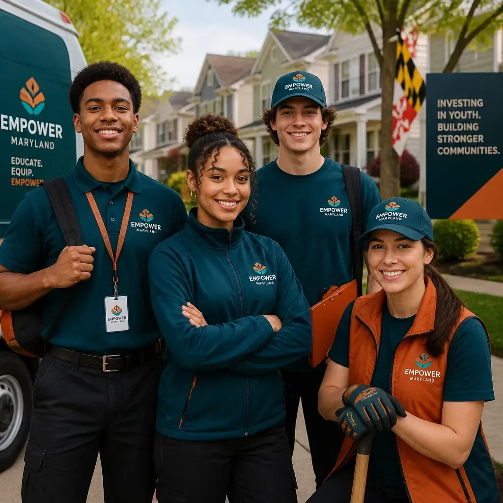 MLG community crew standing together outside a neighborhood service truck